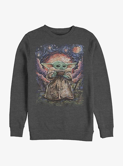 Star Wars The Mandalorian Child Sipping Night Sky Crew Sweatshirt