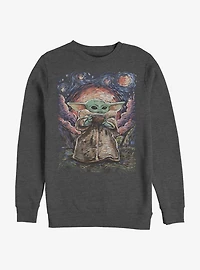 Star Wars The Mandalorian Child Sipping Night Sky Crew Sweatshirt