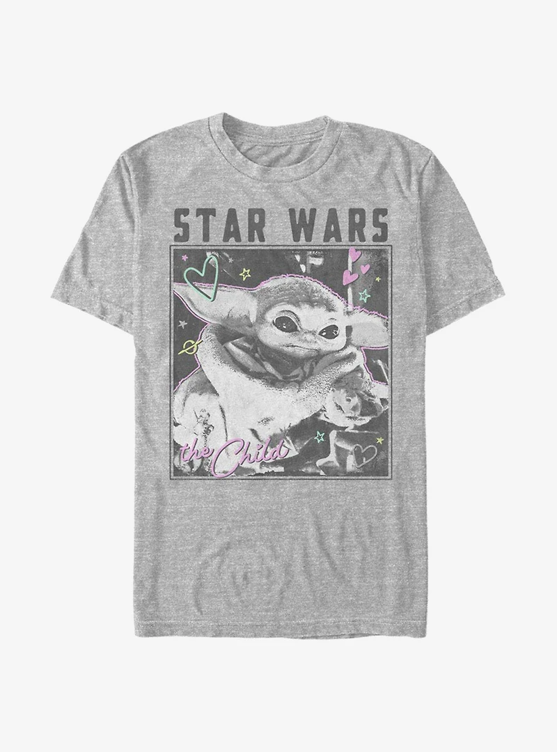 Star Wars The Mandalorian Child Doodle Photo T-Shirt