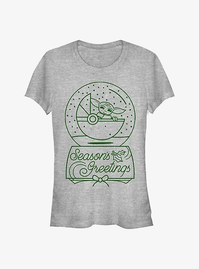 Star Wars The Mandalorian Child Snow Globe Outline Girls T-Shirt