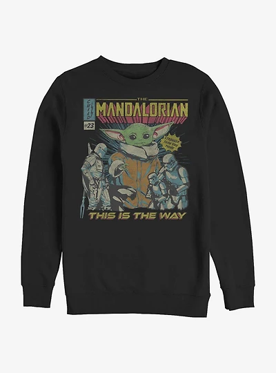 Star Wars The Mandalorian Child Comic Poster Crew Sweatshirt