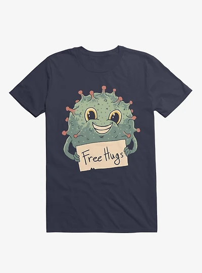 Free Virus Hugs Navy Blue T-Shirt