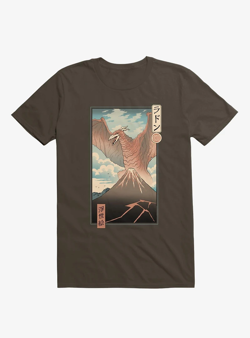 Irradiated Kaiju Ukiyo-E Brown T-Shirt