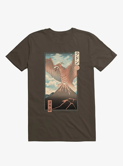 Irradiated Kaiju Ukiyo-E Brown T-Shirt