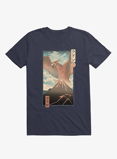 Irradiated Kaiju Ukiyo-E Navy Blue T-Shirt