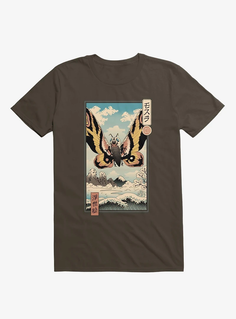 Ancient Moth Ukiyo-E Brown T-Shirt
