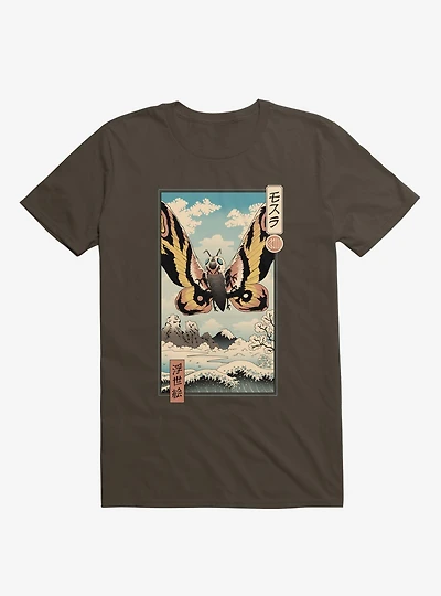 Ancient Moth Ukiyo-E Brown T-Shirt