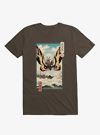 Ancient Moth Ukiyo-E Brown T-Shirt
