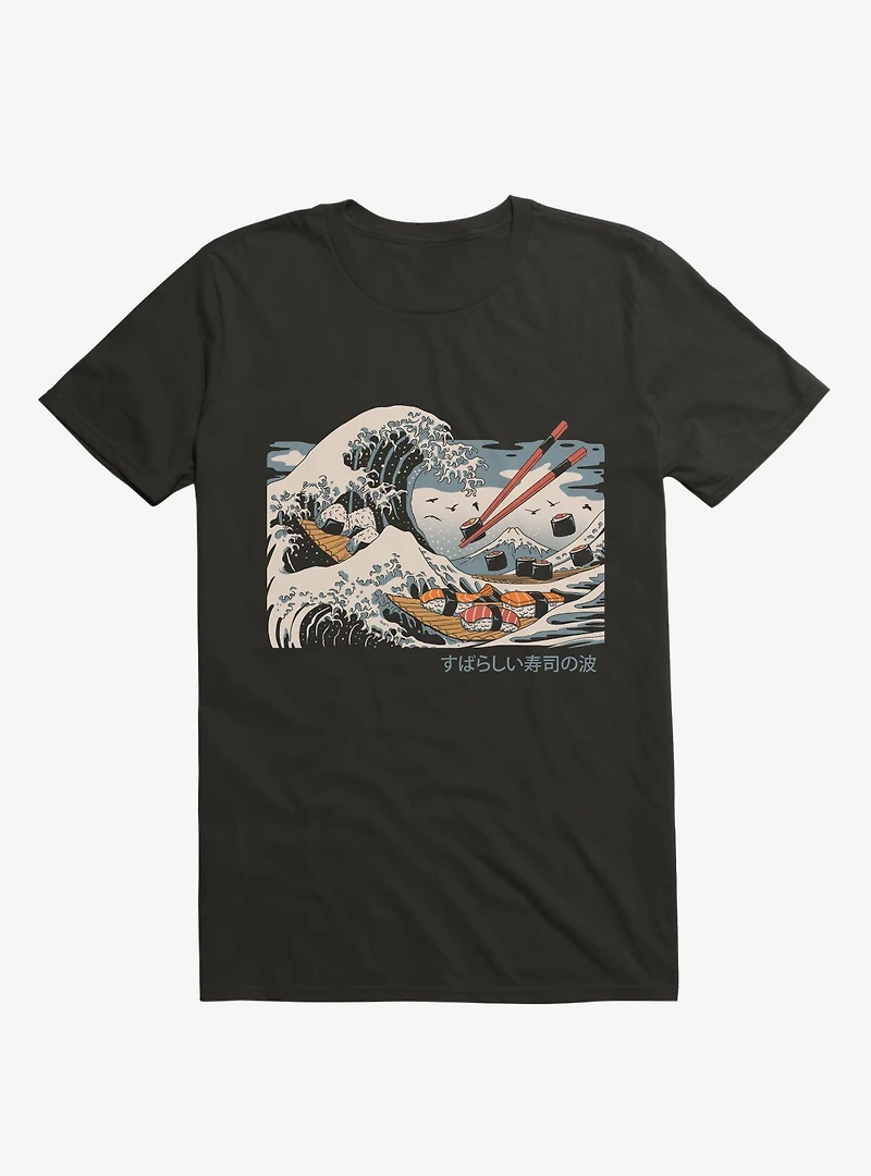 The Great Sushi Wave Black T-Shirt