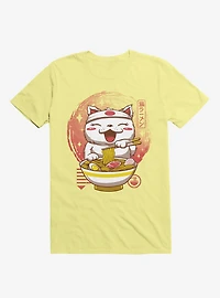 Neko Ramen Happy Cat Corn Silk Yellow T-Shirt