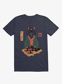 Neko Cat Sushi Bar Navy Blue T-Shirt