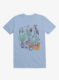 Urban Jungle Tiger Giraffe Light Blue T-Shirt