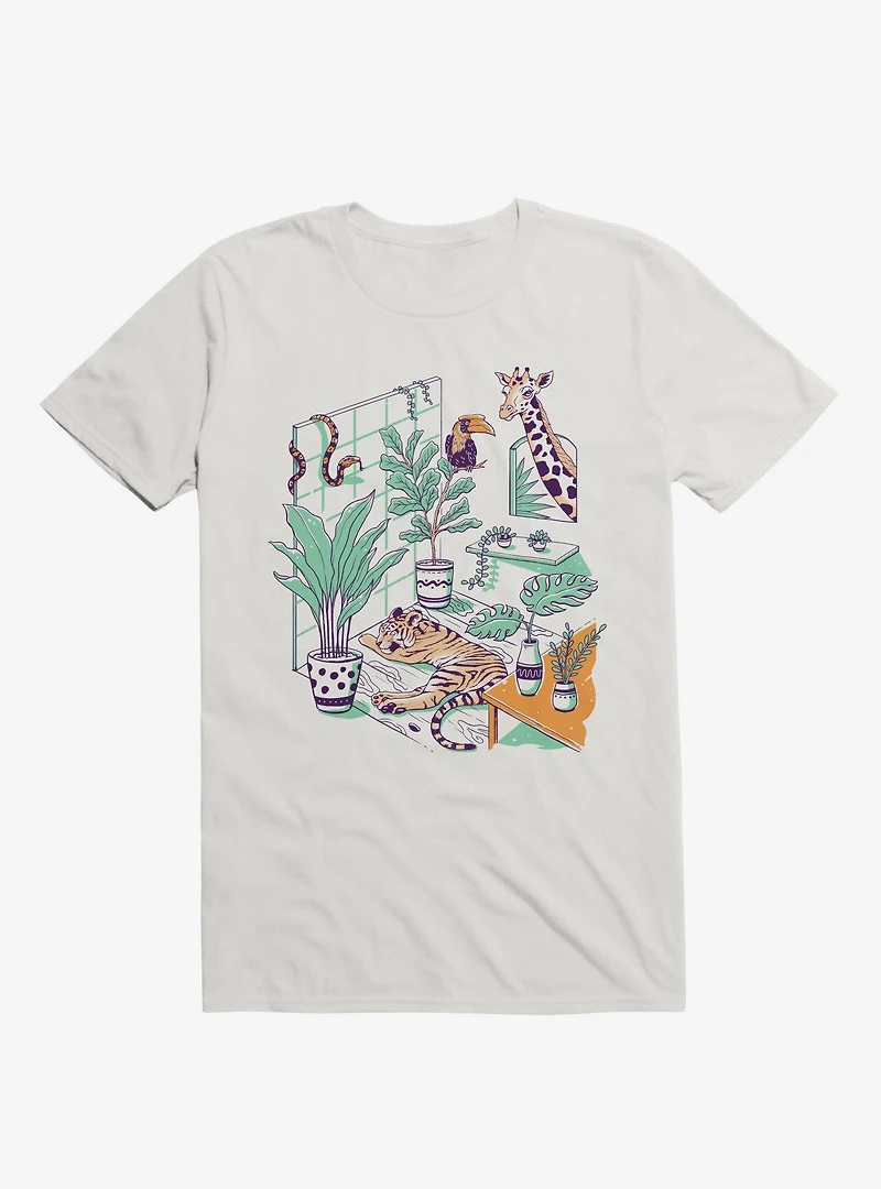 Urban Jungle Tiger Giraffe White T-Shirt
