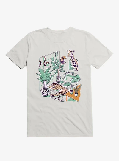 Urban Jungle Tiger Giraffe White T-Shirt