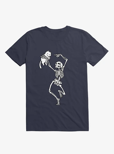Dancing Skelleton With A Cat T-Shirt
