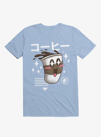 Kawaii Coffee Light Blue T-Shirt