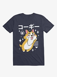 Kawaii Corgi Navy Blue T-Shirt