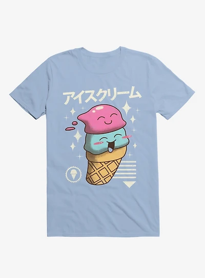 Kawaii Ice Cream Light Blue T-Shirt