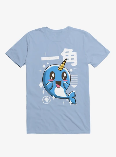 Kawaii Narwhal Light Blue T-Shirt