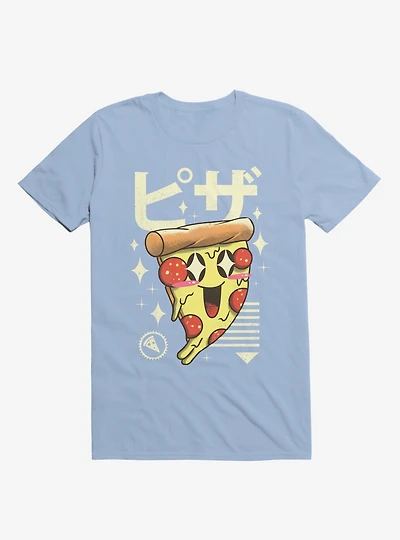 Kawaii Pizza Light Blue T-Shirt