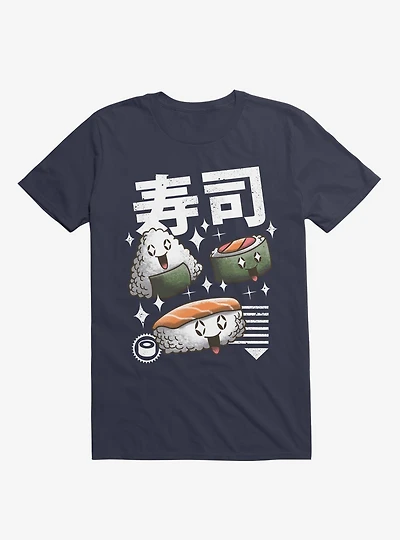 Kawaii Sushi Navy Blue T-Shirt