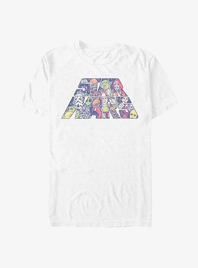 Star Wars Slant Characters Logo T-Shirt