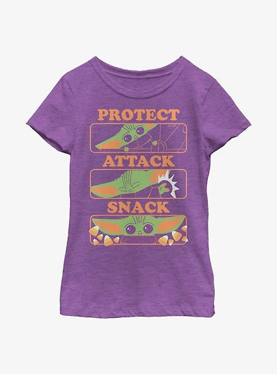 Star Wars The Mandalorian Child Protect Attack Snack Youth Girls T-Shirt