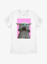 Star Wars The Mandalorian Child Pink Background Women T-Shirt