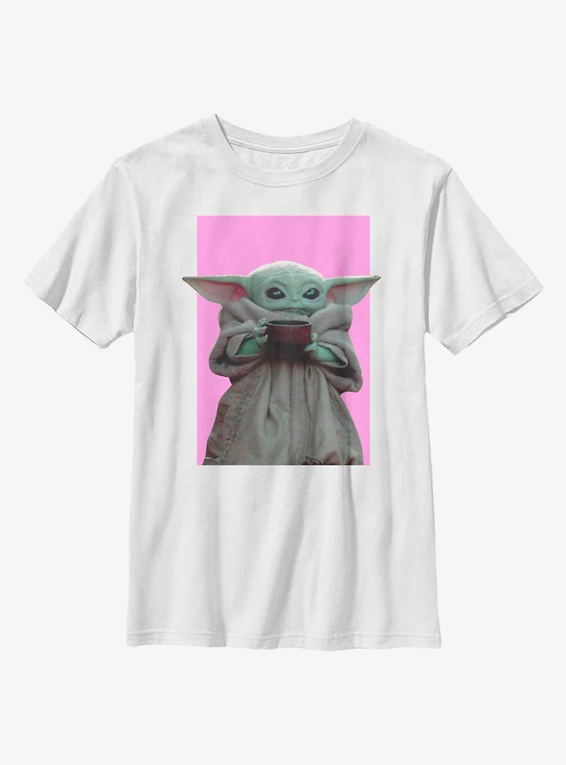 Star Wars The Mandalorian Child Pink Background Youth T-Shirt