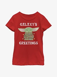 Star Wars The Mandalorian Child Galaxy's Christmas Lights Youth Girls T-Shirt