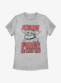 Star Wars The Mandalorian Child Merry Force Christmas Womens T-Shirt