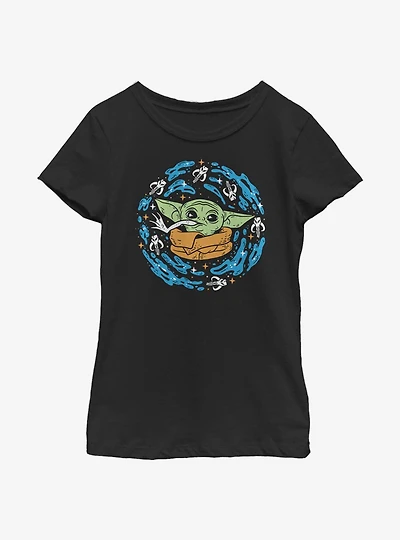 Star Wars The Mandalorian Child Frog Spiral Youth Girls T-Shirt