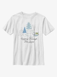 Star Wars The Mandalorian Child Rolling Through Snow Youth T-Shirt
