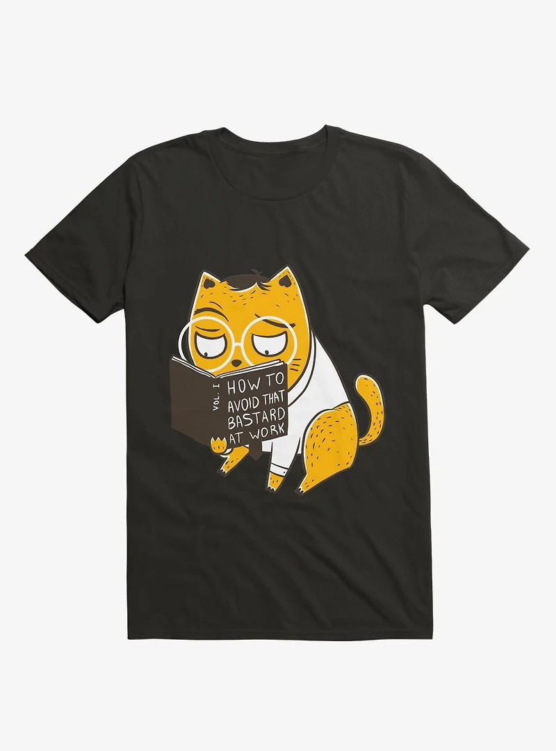 Avoid That Bastard At Work Cat Black T-Shirt