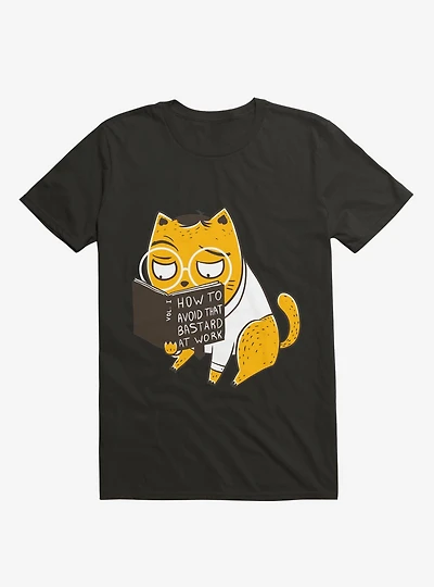 Avoid That Bastard At Work Cat Black T-Shirt