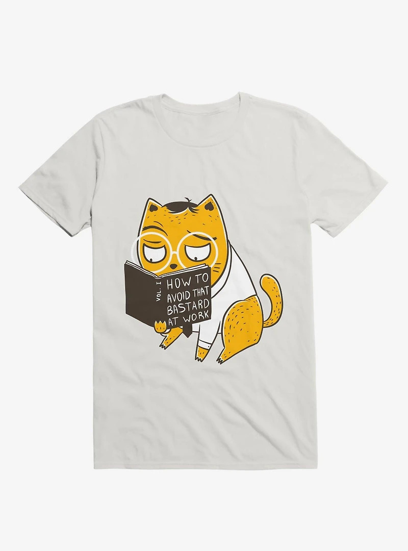 Avoid That Bastard At Work Cat White T-Shirt