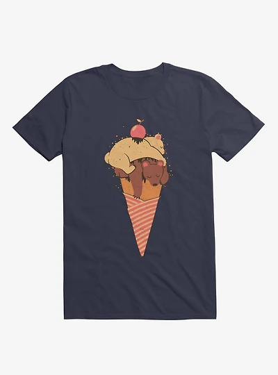 Ice Cream Bears Summer Navy Blue T-Shirt