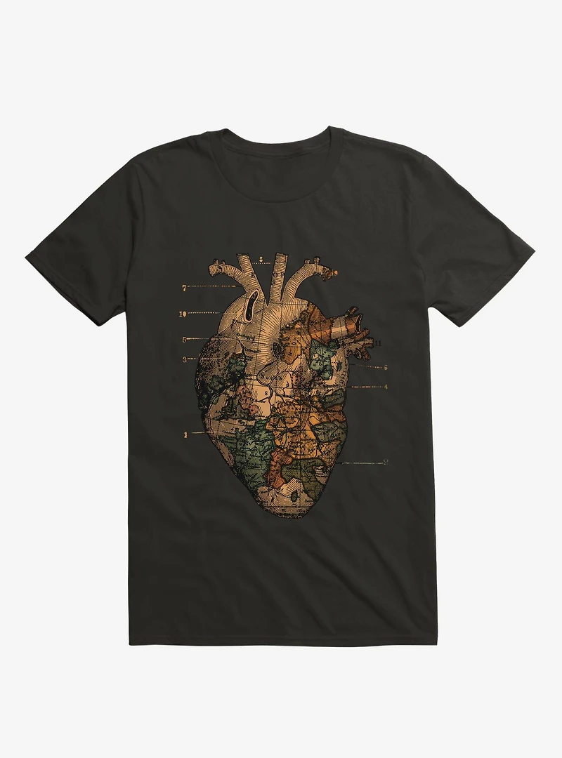 I'll Find You Heart World Map Black T-Shirt