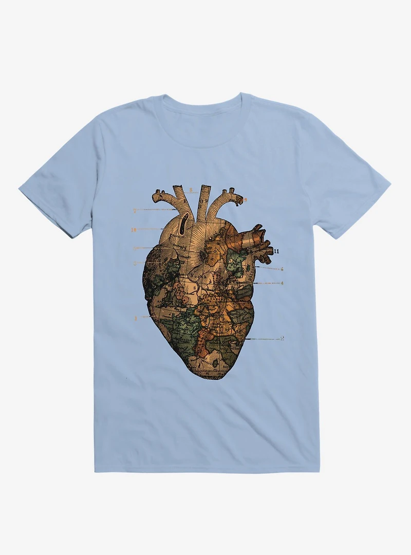 I'll Find You Heart World Map Light Blue T-Shirt