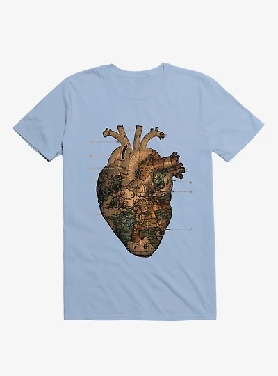 I'll Find You Heart World Map Light Blue T-Shirt