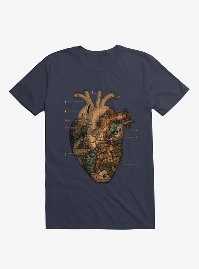 I'll Find You Heart World Map Navy Blue T-Shirt