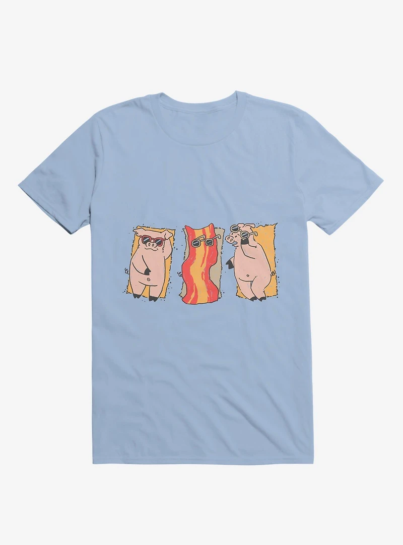 Sunscreen Pigs And Bacon Light Blue T-Shirt
