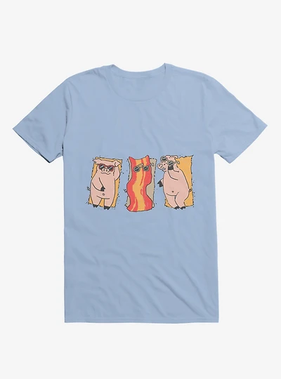 Sunscreen Pigs And Bacon Light Blue T-Shirt