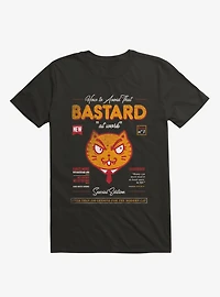 Avoid That Bastard At Work Cat Magazine Black T-Shirt