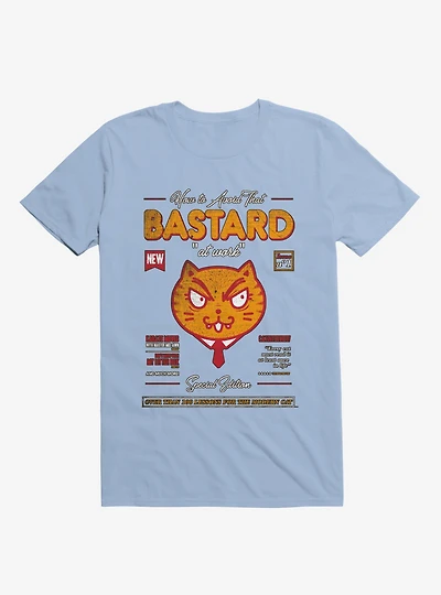 Avoid That Bastard At Work Cat Magazine Light Blue T-Shirt