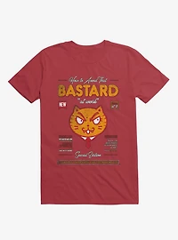 Avoid That Bastard At Work Cat Magazine Red T-Shirt