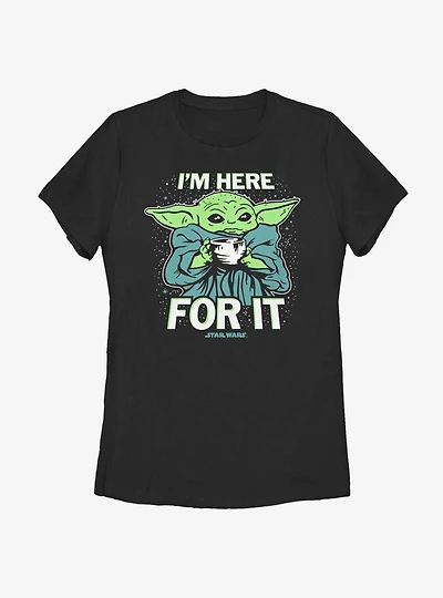 Star Wars The Mandalorian Child Here For It Womens T-Shirt