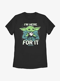 Star Wars The Mandalorian Child Here For It Womens T-Shirt