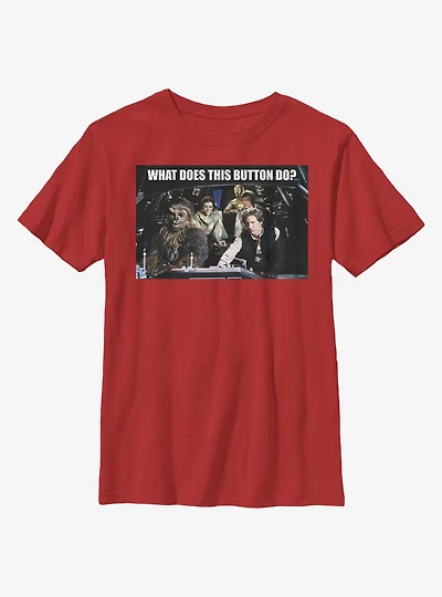 Star Wars Falcon What Does This Button Do? Youth T-Shirt