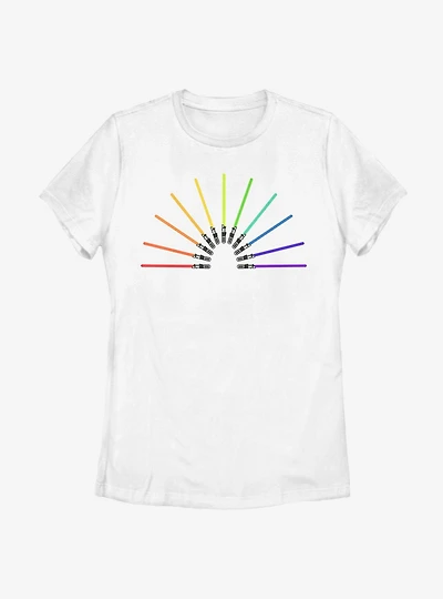 Star Wars Light Sabor Rainbow Womens T-Shirt